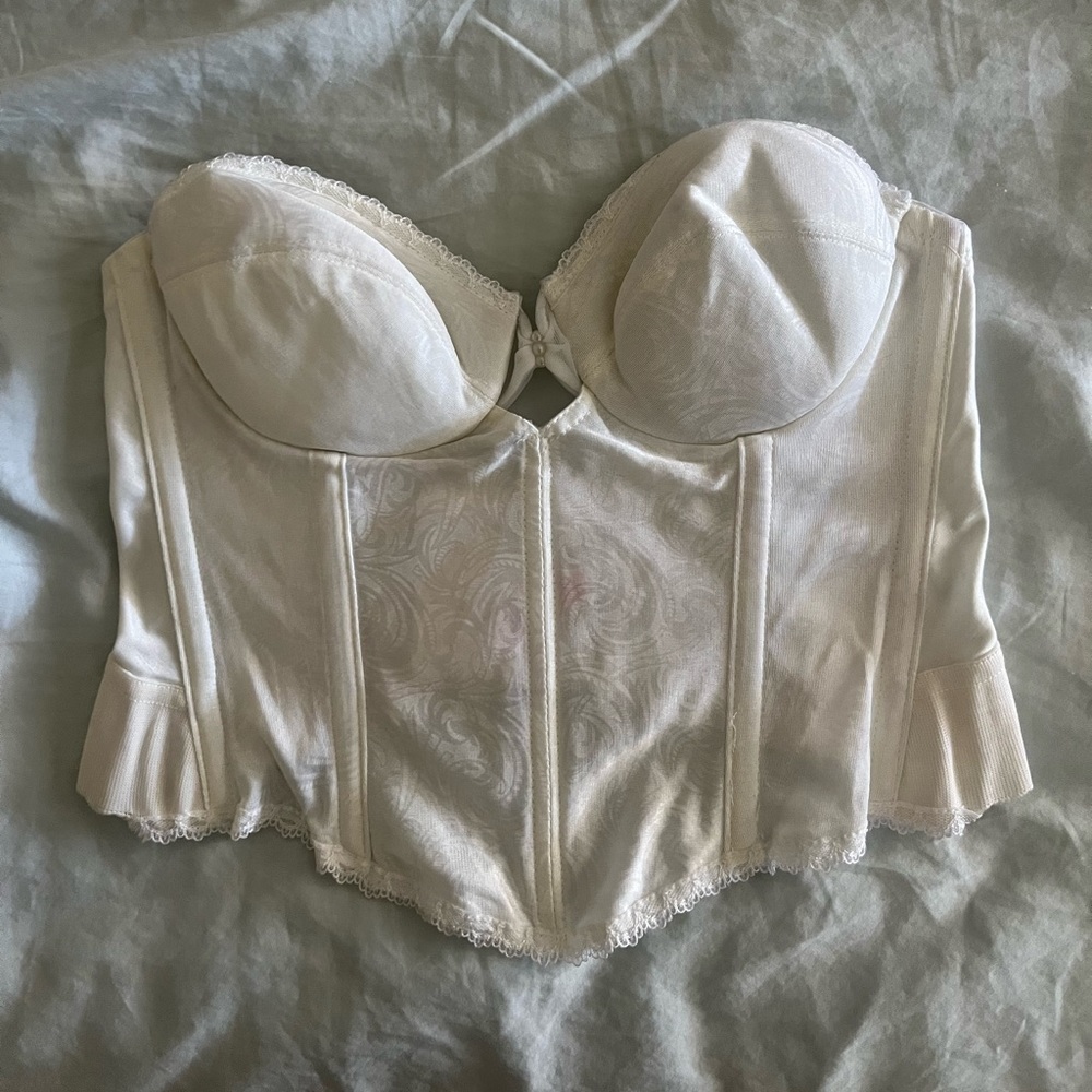 Vintage Smothie white strapless bustier bra corset size 34A